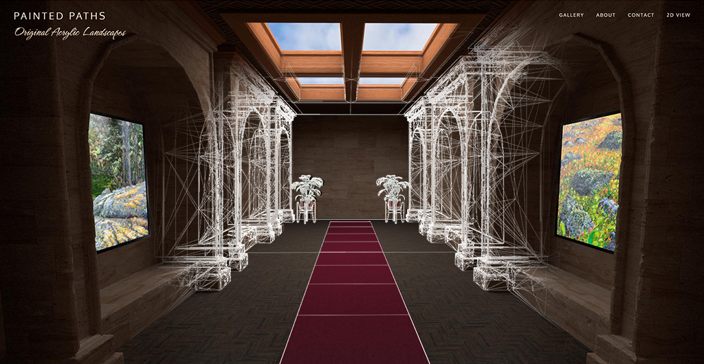 The Painted Paths virtual art gallery displayed in a web browser